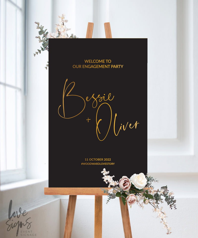 MINIMAL ENGAGEMENT WELCOME SIGN / BLACK (E111)