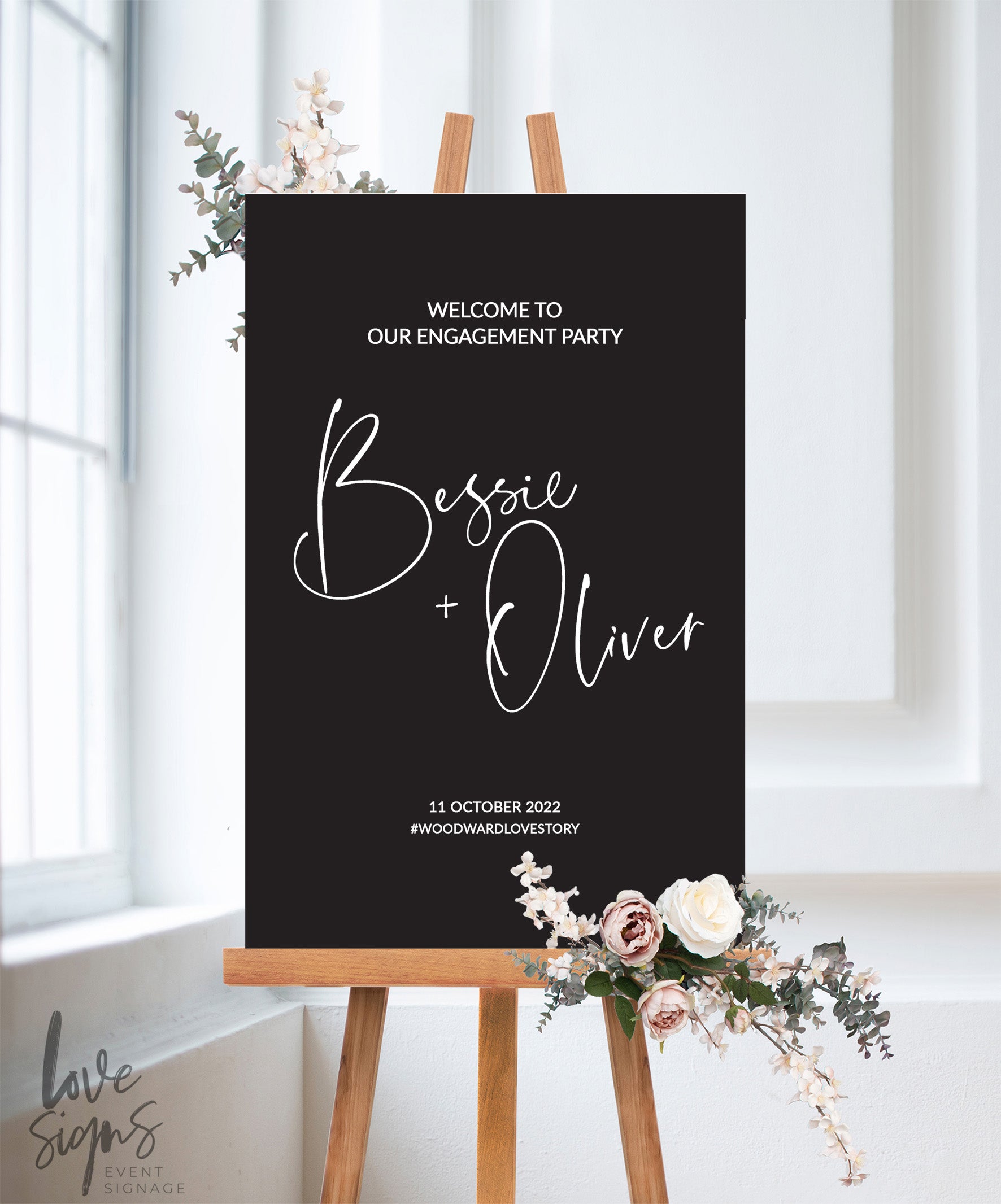 MINIMAL ENGAGEMENT WELCOME SIGN / BLACK (E111)