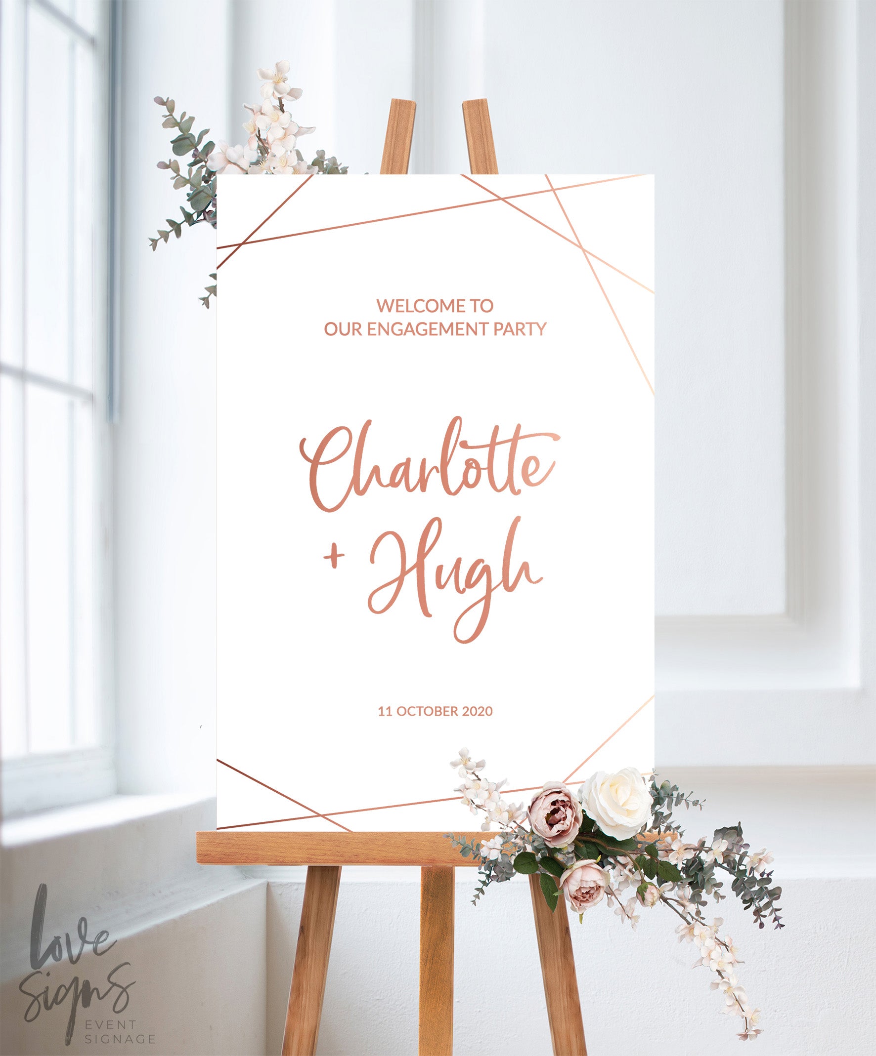 MODERN SCRIPT ENGAGEMENT WELCOME SIGN / WHITE (E112)