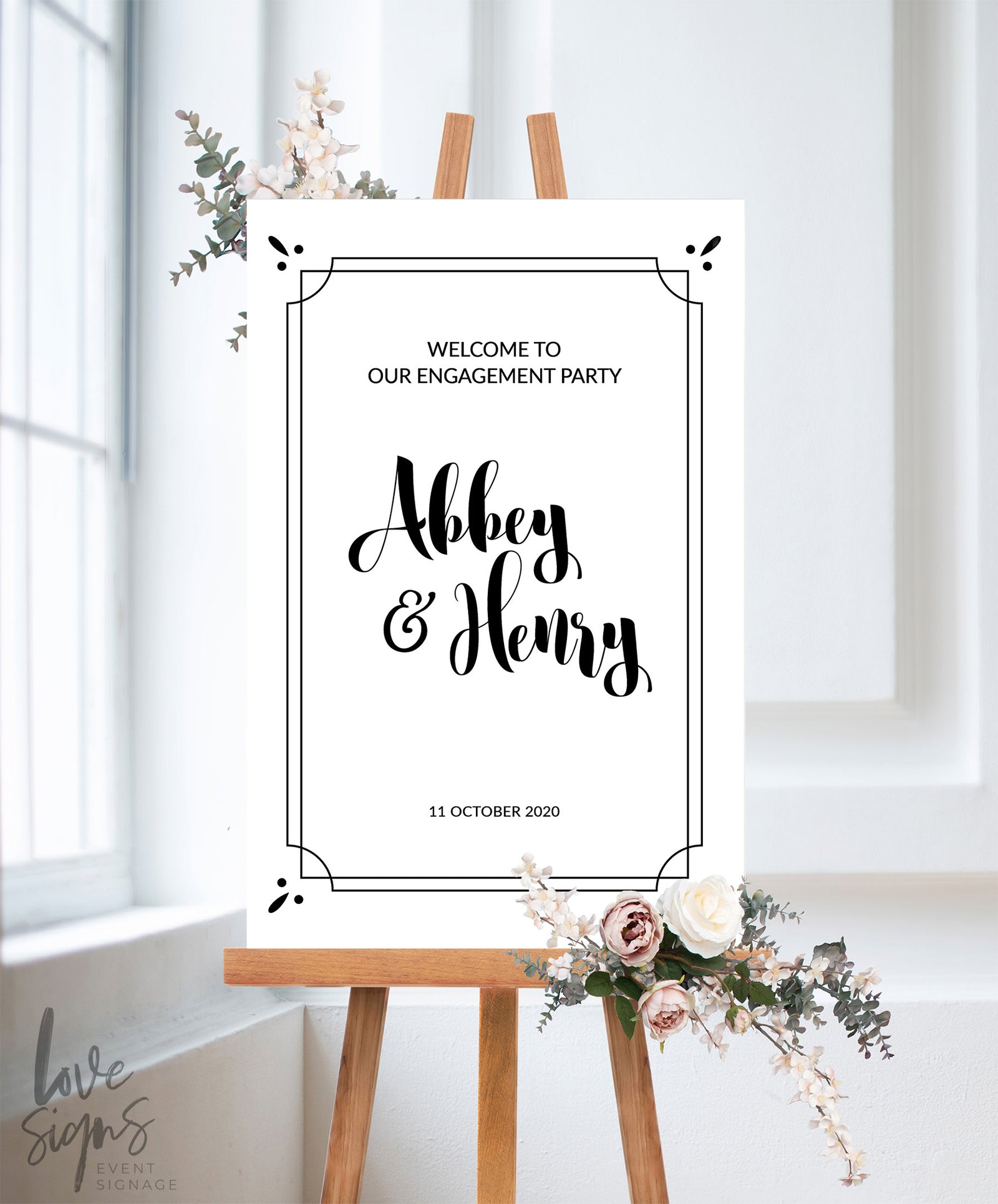 ART DECO ENGAGEMENT WELCOME SIGN / WHITE (E114)