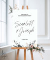 MODERN HANDWRITTEN ENGAGEMENT WELCOME SIGN / WHITE (E116)