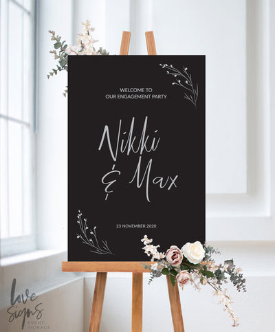 RUSTIC MODERN ENGAGEMENT WELCOME SIGN / BLACK (E117)