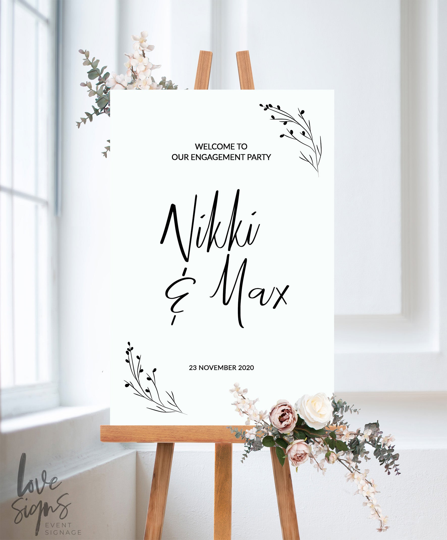 RUSTIC MODERN ENGAGEMENT WELCOME SIGN / WHITE (E117)