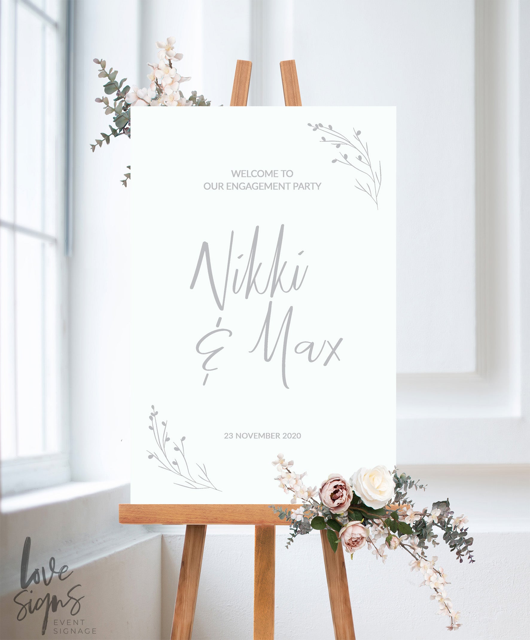 RUSTIC MODERN ENGAGEMENT WELCOME SIGN / WHITE (E117)