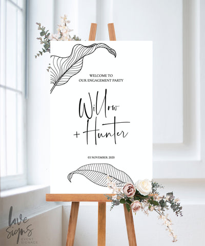 BOHO BOTANICAL ENGAGEMENT WELCOME SIGN / WHITE (E120)