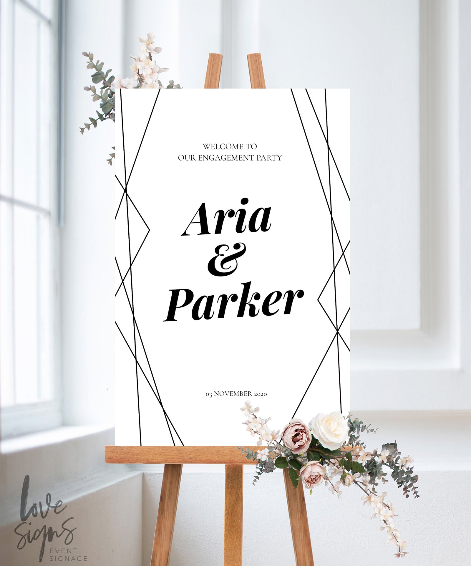 ART DECO ENGAGEMENT WELCOME SIGN / WHITE (E121)