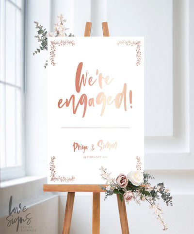 HANDWRITTEN ENGAGEMENT WELCOME SIGN / WHITE (E124)