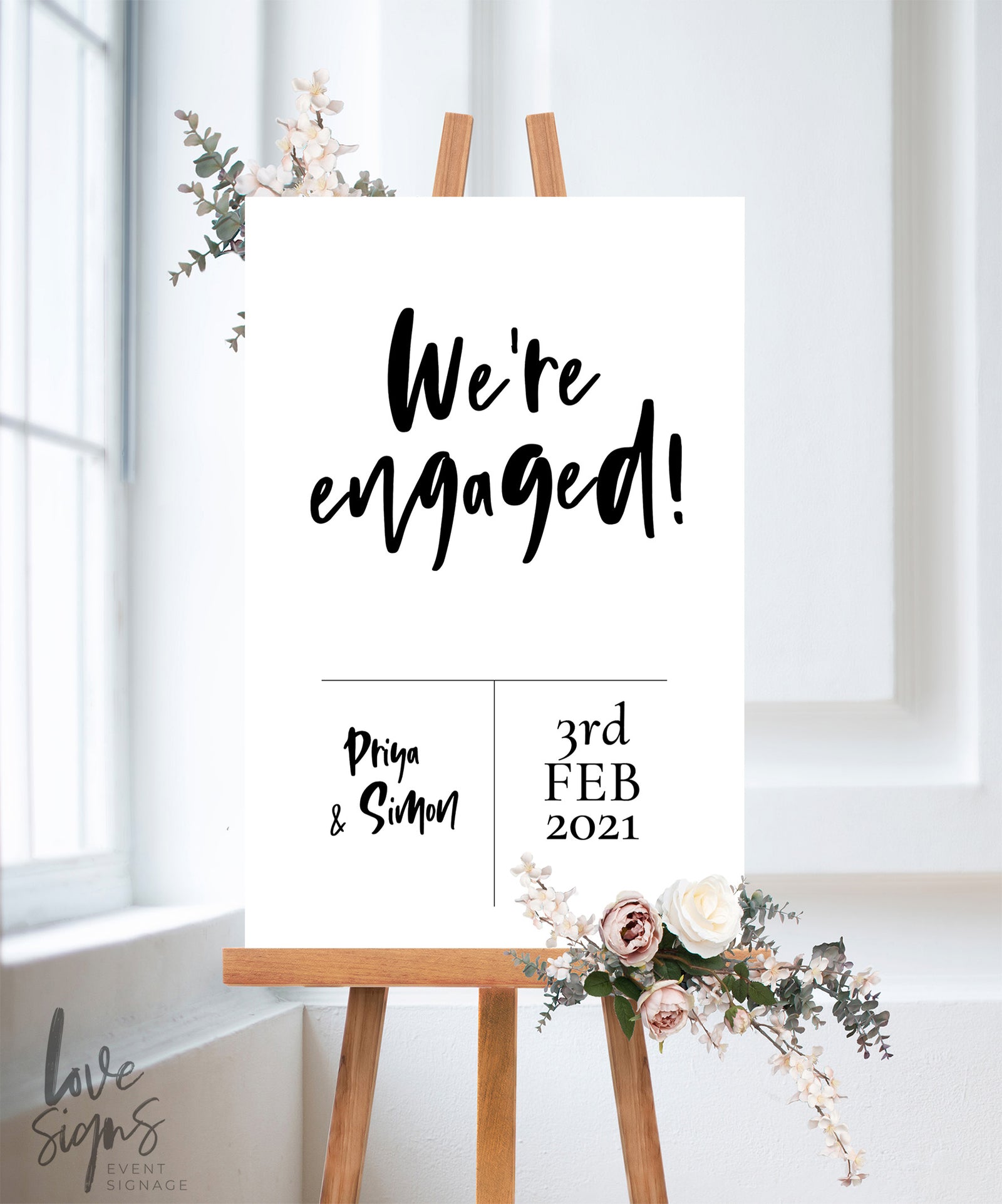 HANDWRITTEN MINIMALIST ENGAGEMENT WELCOME SIGN / WHITE (E125)