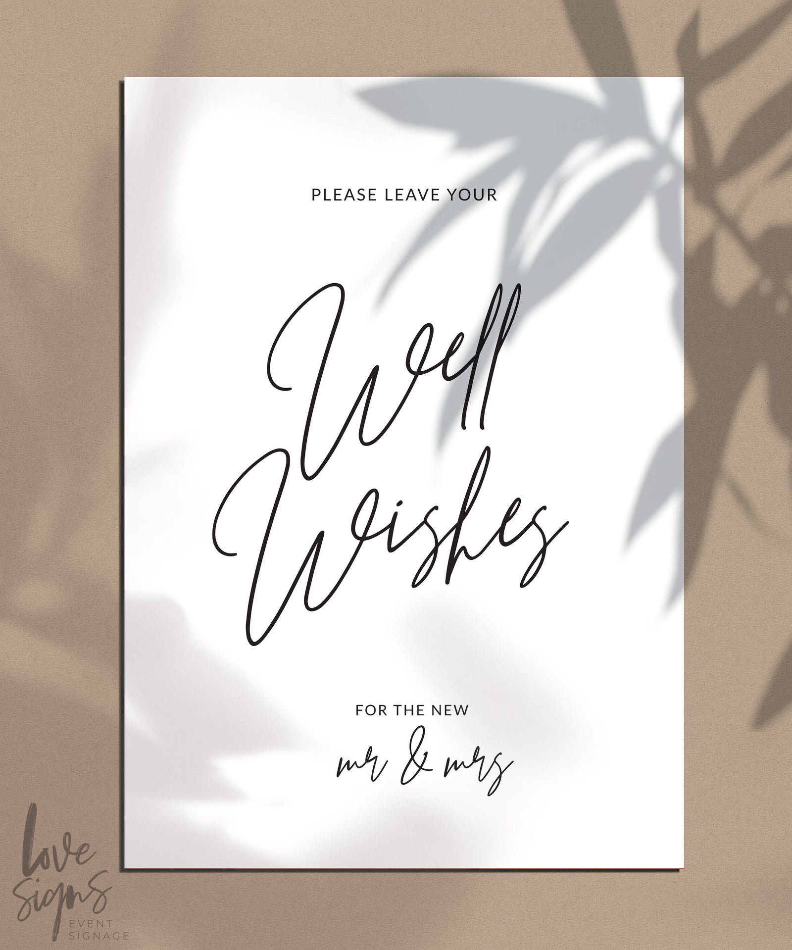 MODERN MINIMALIST WISHING WELL SIGN / WHITE (T-WW1001)