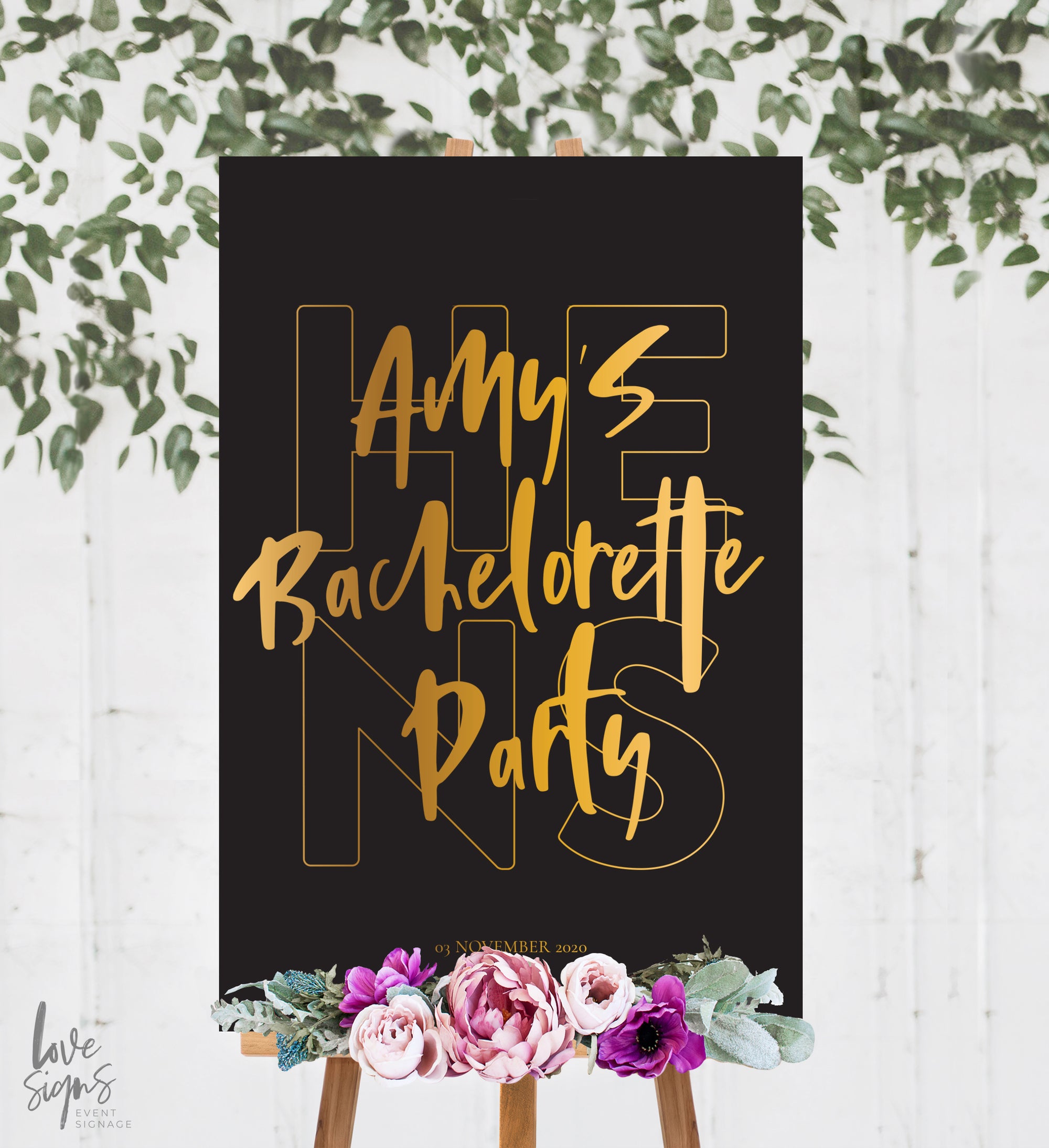 MODERN BACHELORETTE WELCOME SIGN / BLACK (B203)