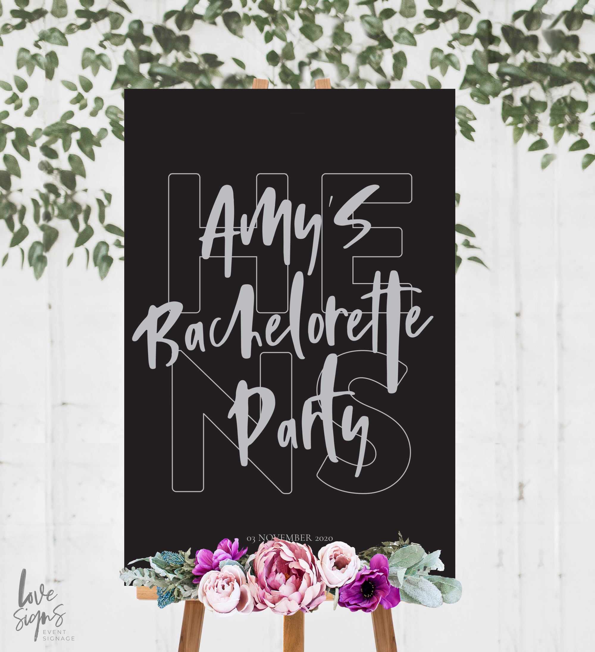 MODERN BACHELORETTE WELCOME SIGN / BLACK (B203)