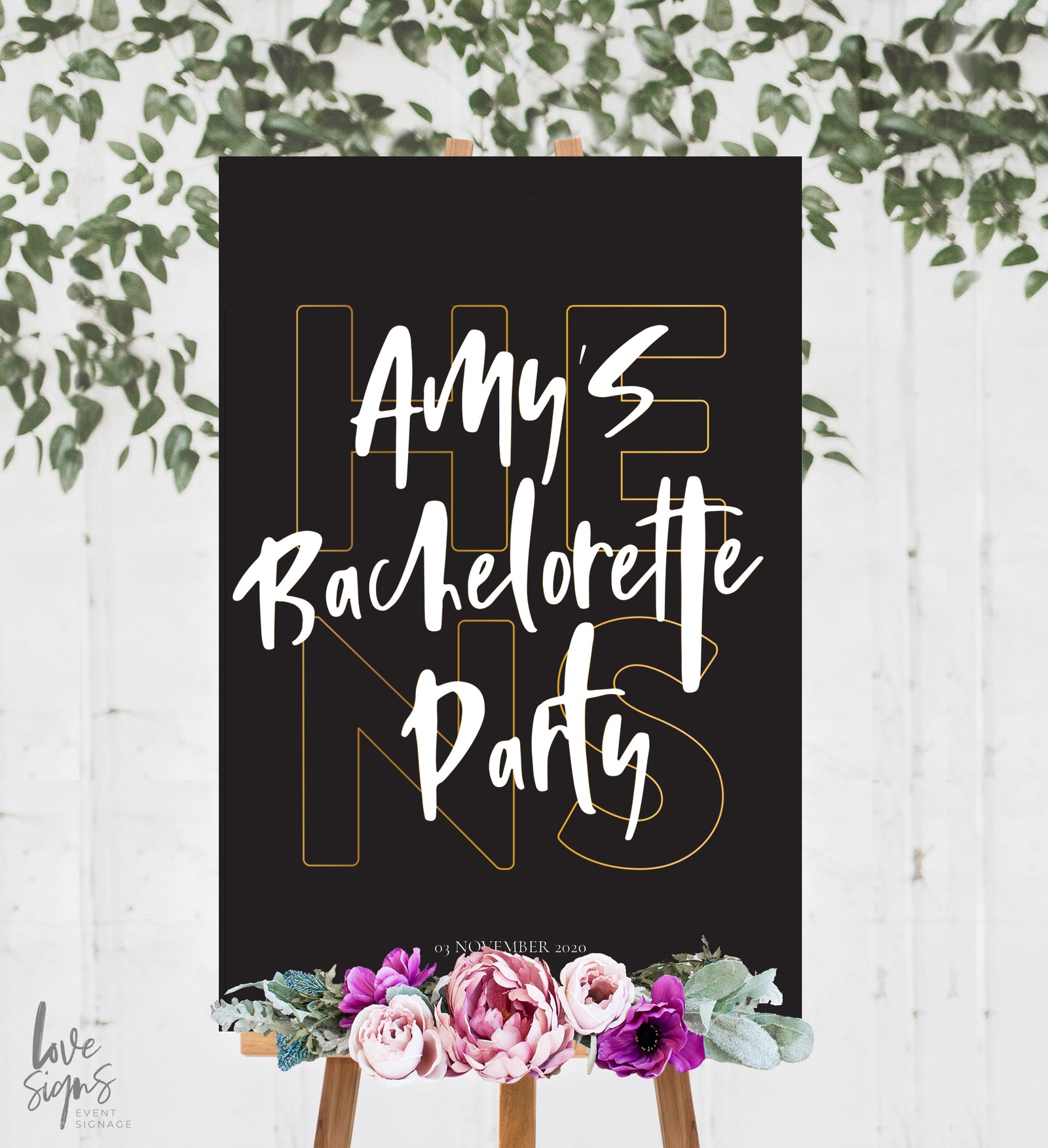 MODERN BACHELORETTE WELCOME SIGN / BLACK (B203)
