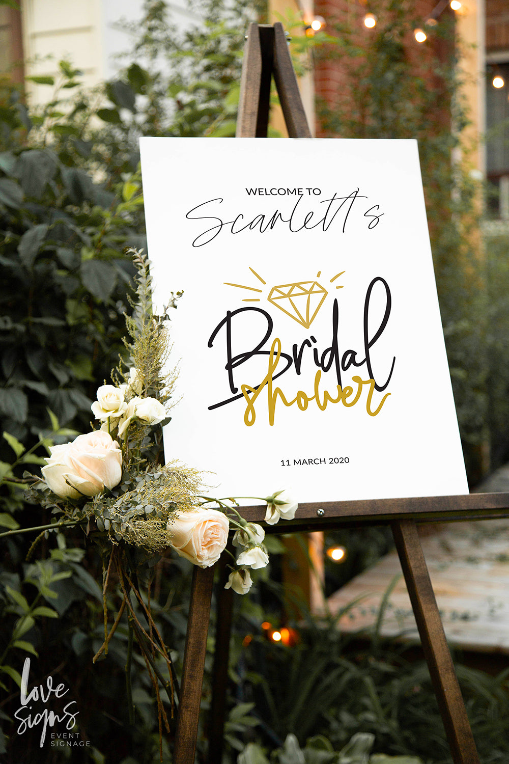 SCRIPT STYLE BRIDAL SHOWER WELCOME SIGN / BLACK (B206)