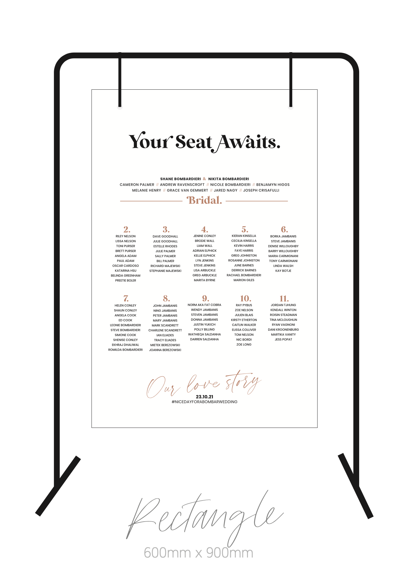 CLASSIC MODERN WEDDING SEATING SIGN / WHITE ACRYLIC (S726) / 'Your seat awaits'