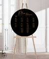 MODERN CIRCLE WEDDING SEATING SIGN / BLACK ACRYLIC (S724) / 'PLEASE FIND YOUR SEAT'