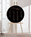MODERN CIRCLE WEDDING SEATING SIGN / BLACK ACRYLIC (S724) / 'PLEASE FIND YOUR SEAT'