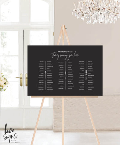 ELEGANT WEDDING SEATING SIGN / BLACK ACRYLIC (S725) / 'FANCY SEEING YOU HERE'