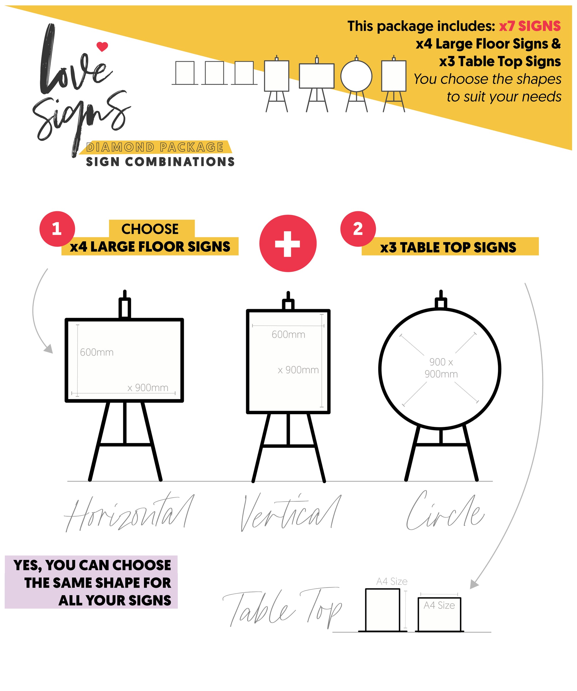 7 Signs - Acrylic Sign Diamond Bundle / WHITE (DP7)