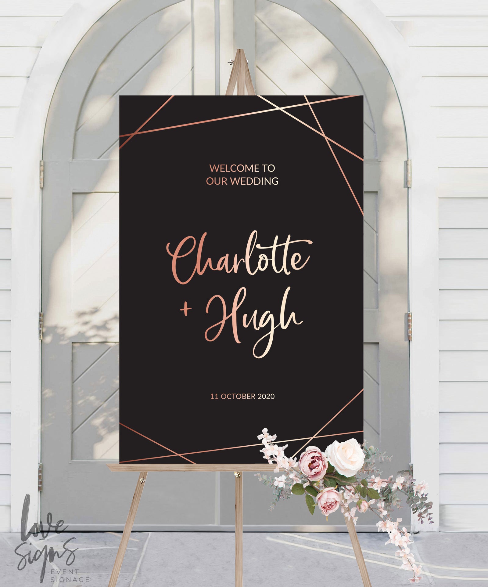 MODERN SCRIPT WEDDING WELCOME SIGN / BLACK (W312)