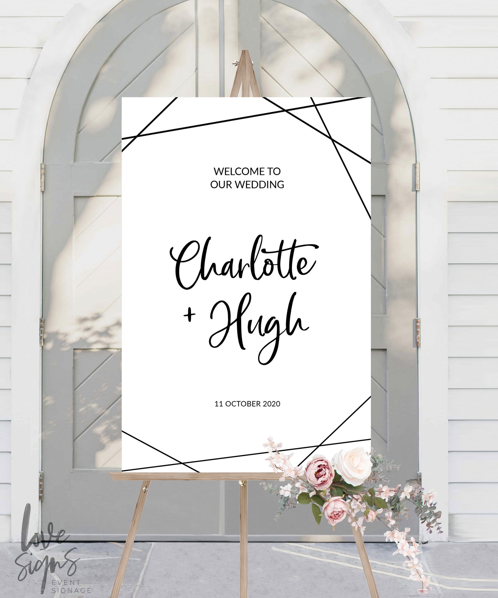 MODERN SCRIPT WEDDING WELCOME SIGN / WHITE (W312)
