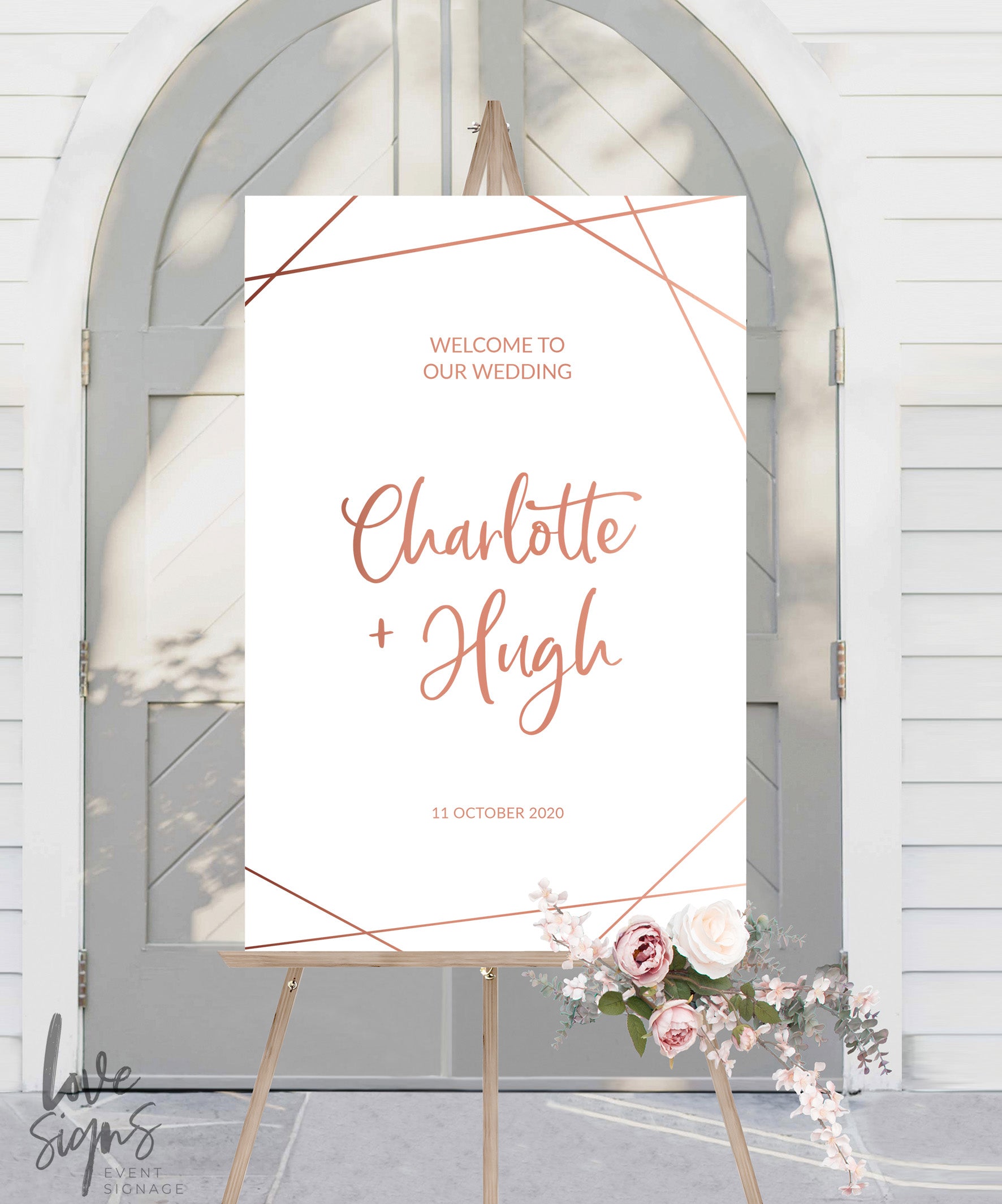 MODERN SCRIPT WEDDING WELCOME SIGN / WHITE (W312)