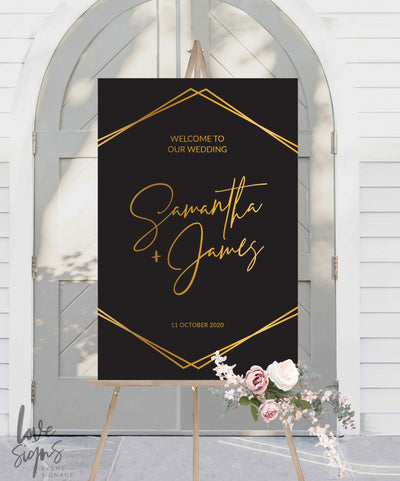 MODERN MINIMALIST WEDDING WELCOME SIGN / BLACK (W313)