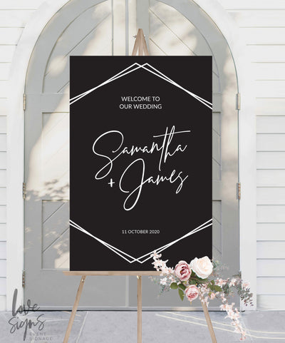 MODERN MINIMALIST WEDDING WELCOME SIGN / BLACK (W313)