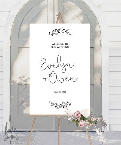 MODERN BOTANICAL WEDDING WELCOME SIGN / WHITE (W315)