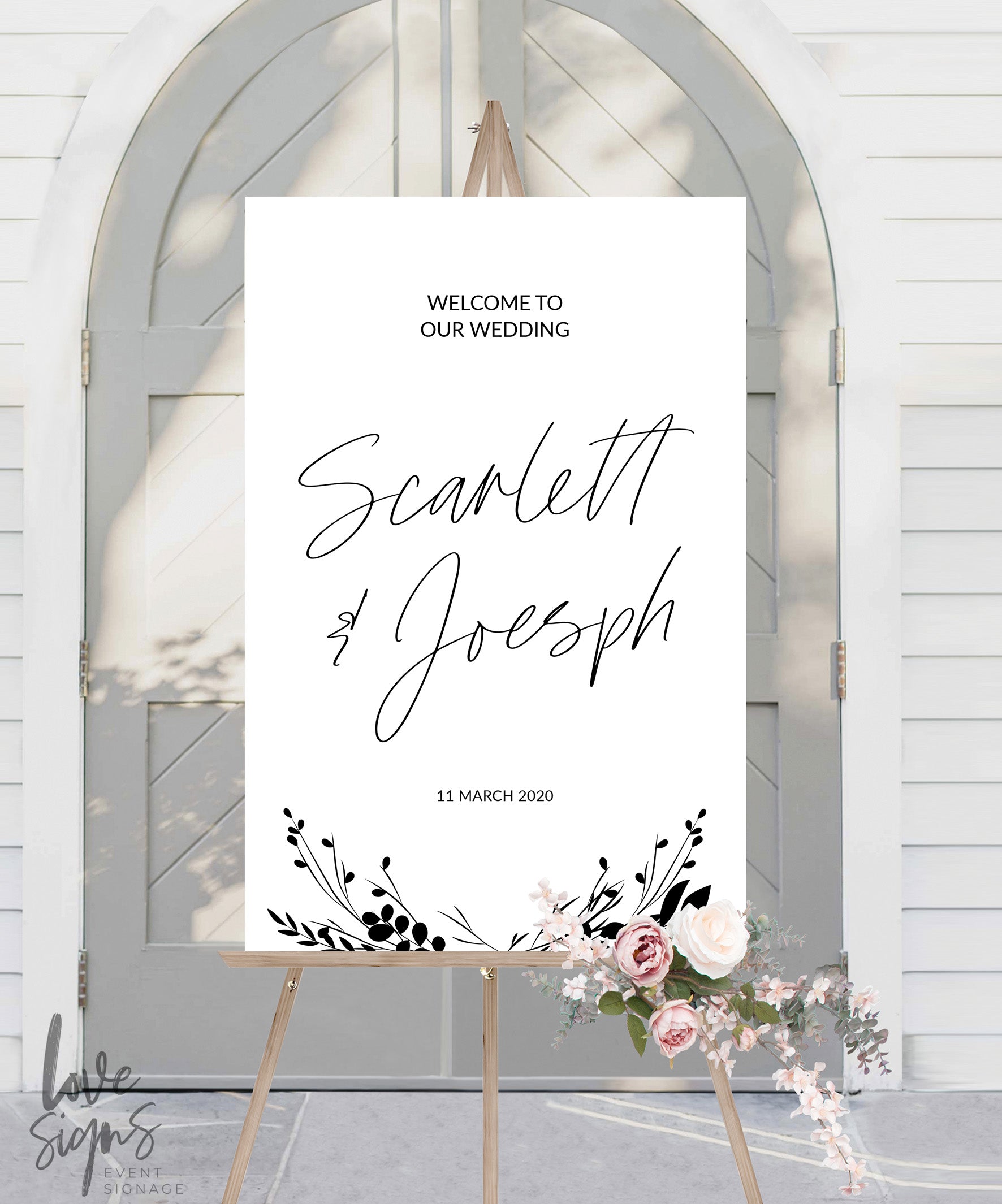 MODERN HANDWRITTEN WEDDING WELCOME SIGN / WHITE (W316)