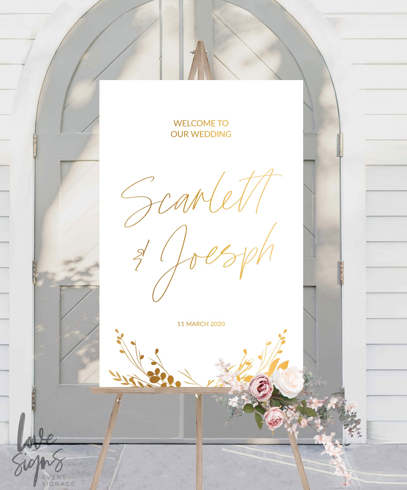 MODERN HANDWRITTEN WEDDING WELCOME SIGN / WHITE (W316)