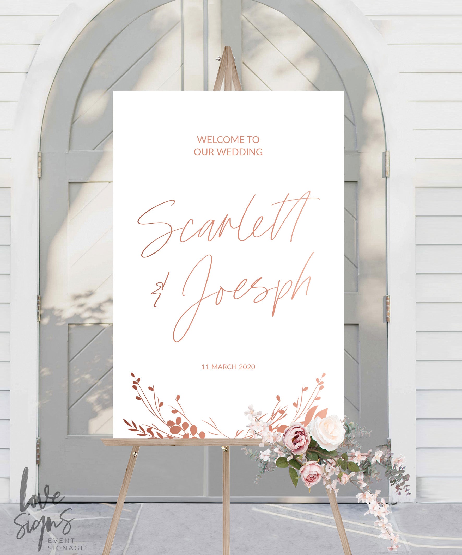 MODERN HANDWRITTEN WEDDING WELCOME SIGN / WHITE (W316)