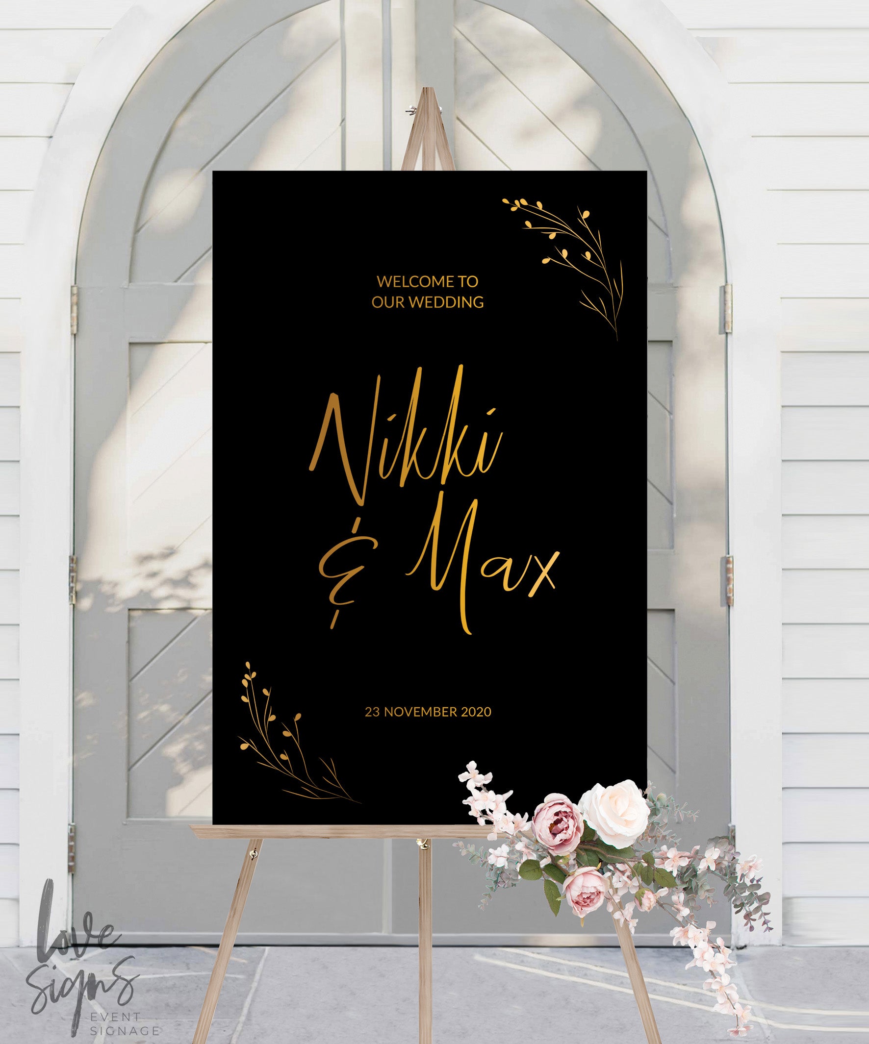 RUSTIC MODERN WEDDING WELCOME SIGN / BLACK (W317)