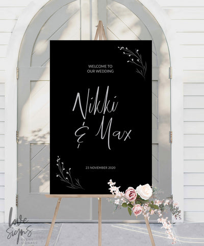 RUSTIC MODERN WEDDING WELCOME SIGN / BLACK (W317)