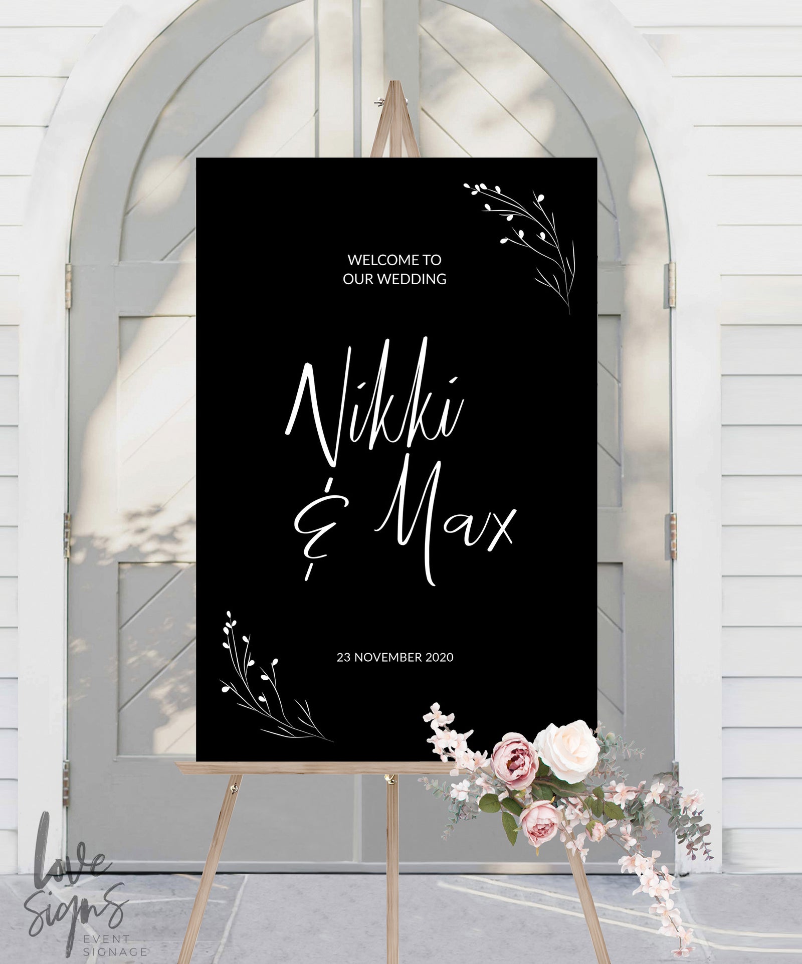 RUSTIC MODERN WEDDING WELCOME SIGN / BLACK (W317)