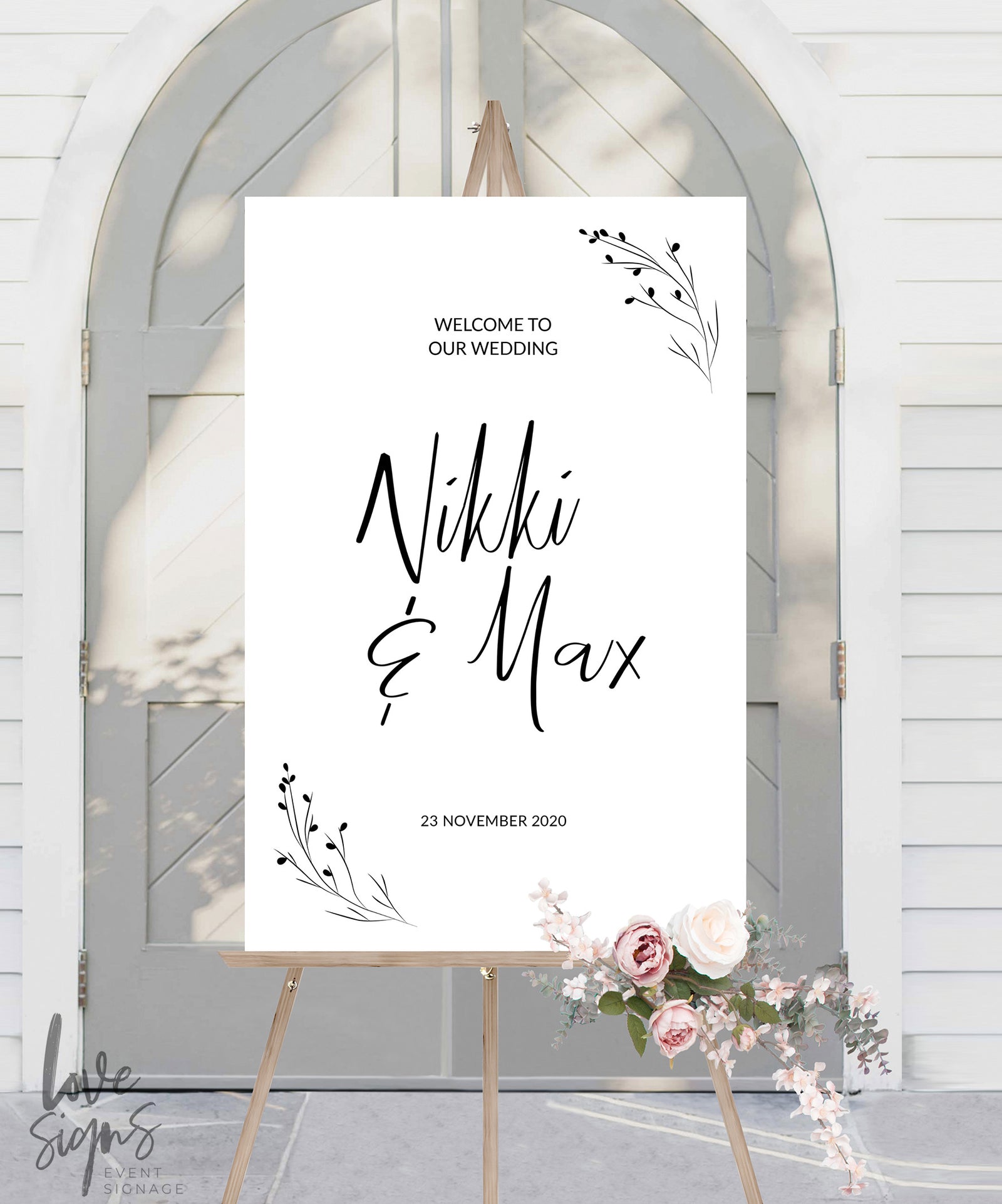 RUSTIC MODERN WEDDING WELCOME SIGN / WHITE (W317)