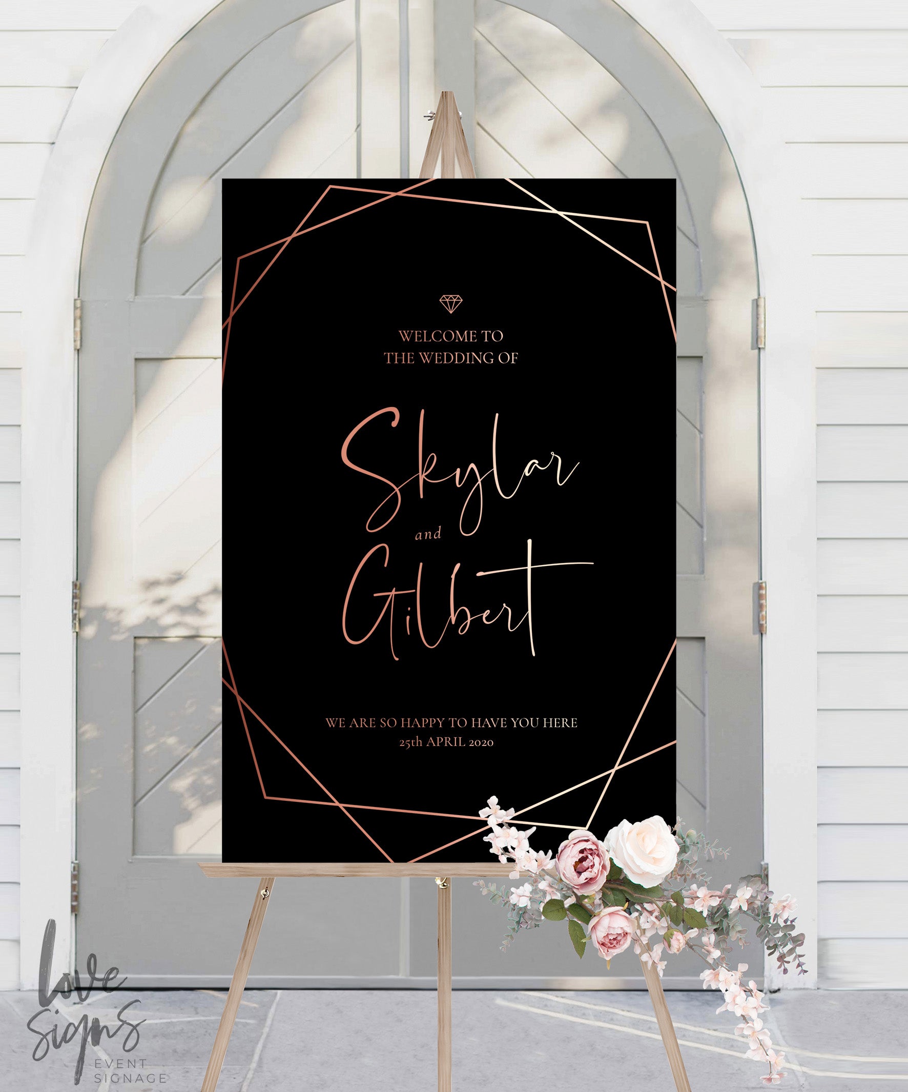 MODERN SCRIPT WEDDING WELCOME SIGN / BLACK (W318)