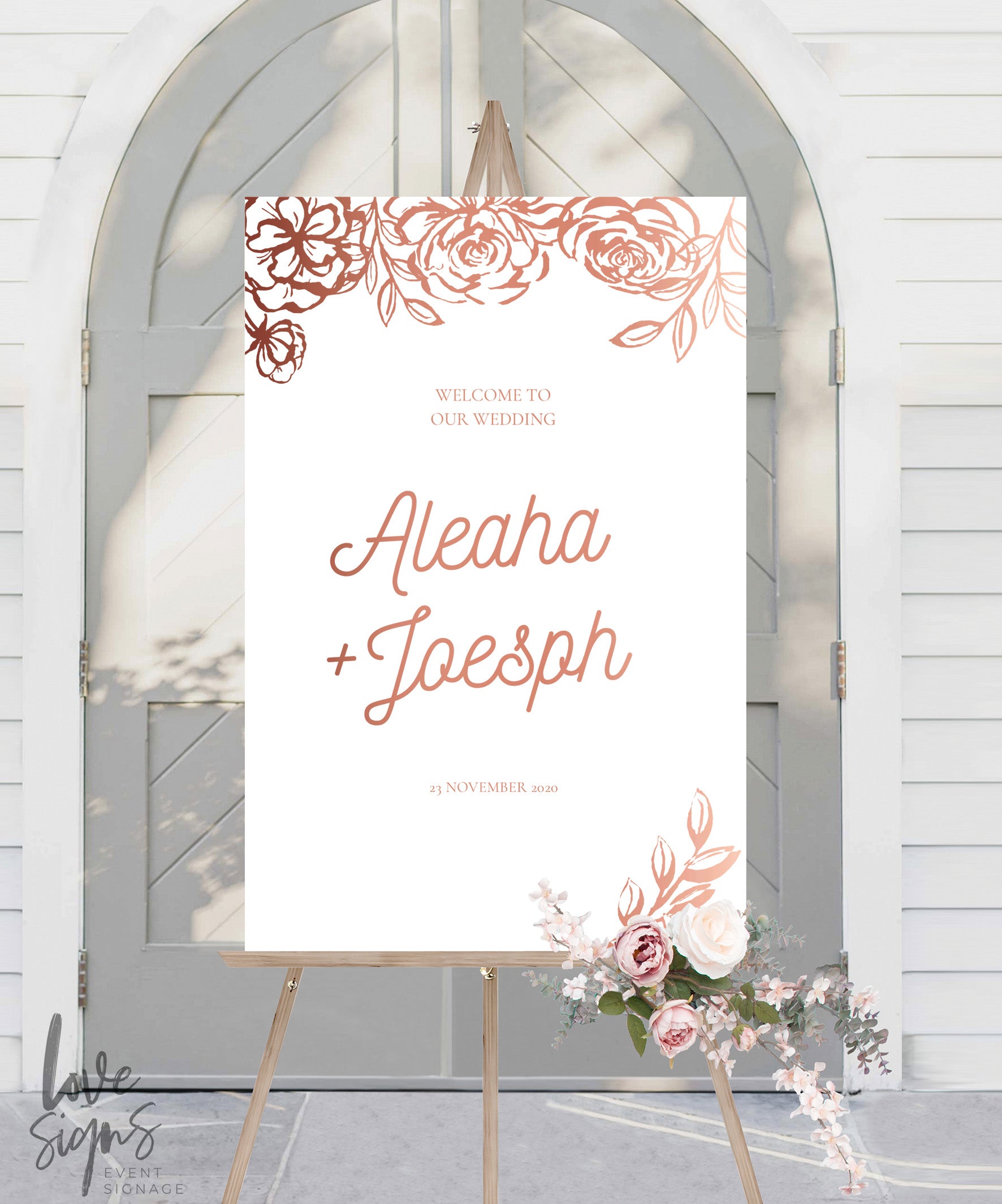 ELEGANT FLORAL WEDDING WELCOME SIGN / WHITE (W319)