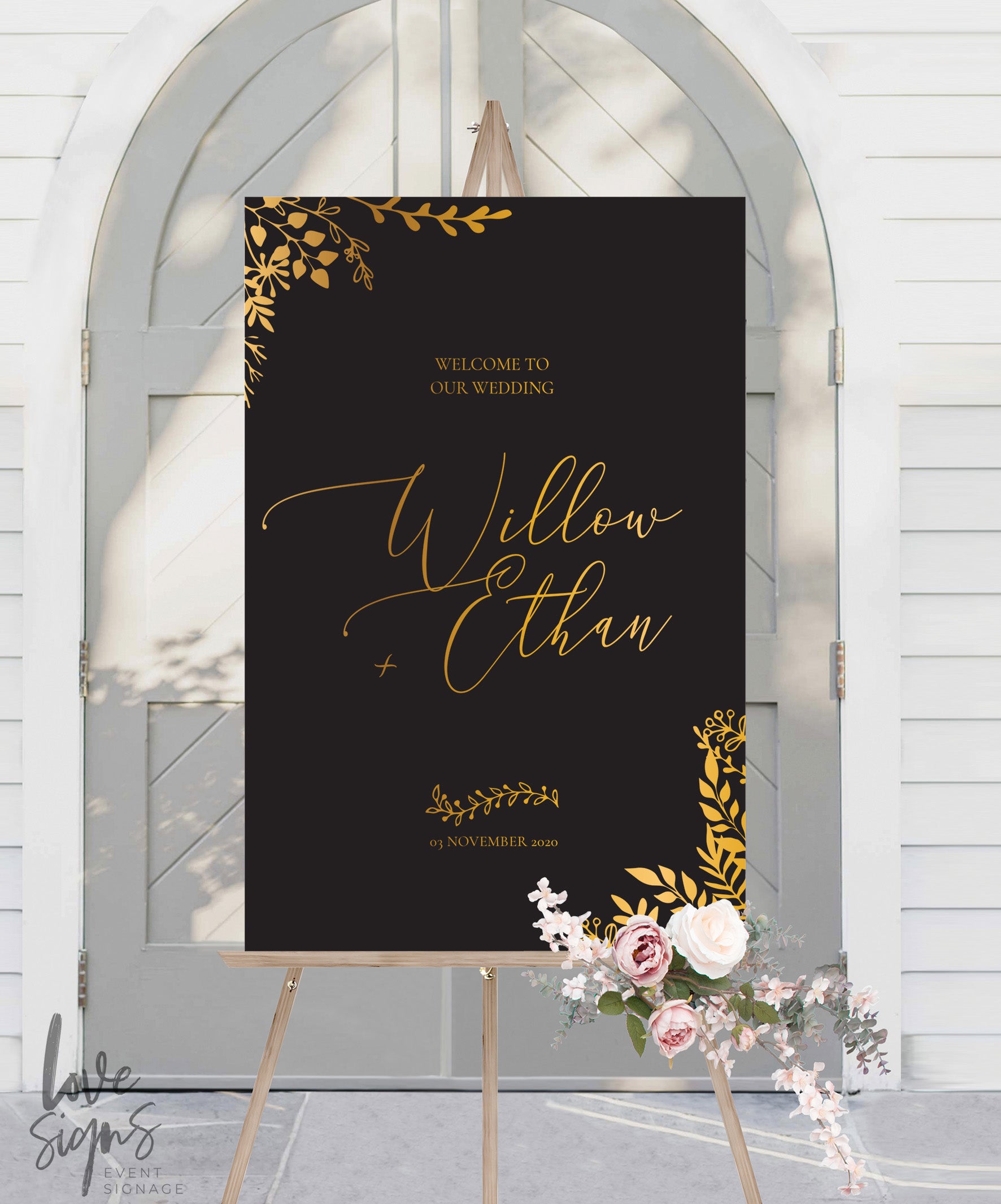 MODERN CALLIGRAPHY WEDDING WELCOME SIGN / BLACK (W322)