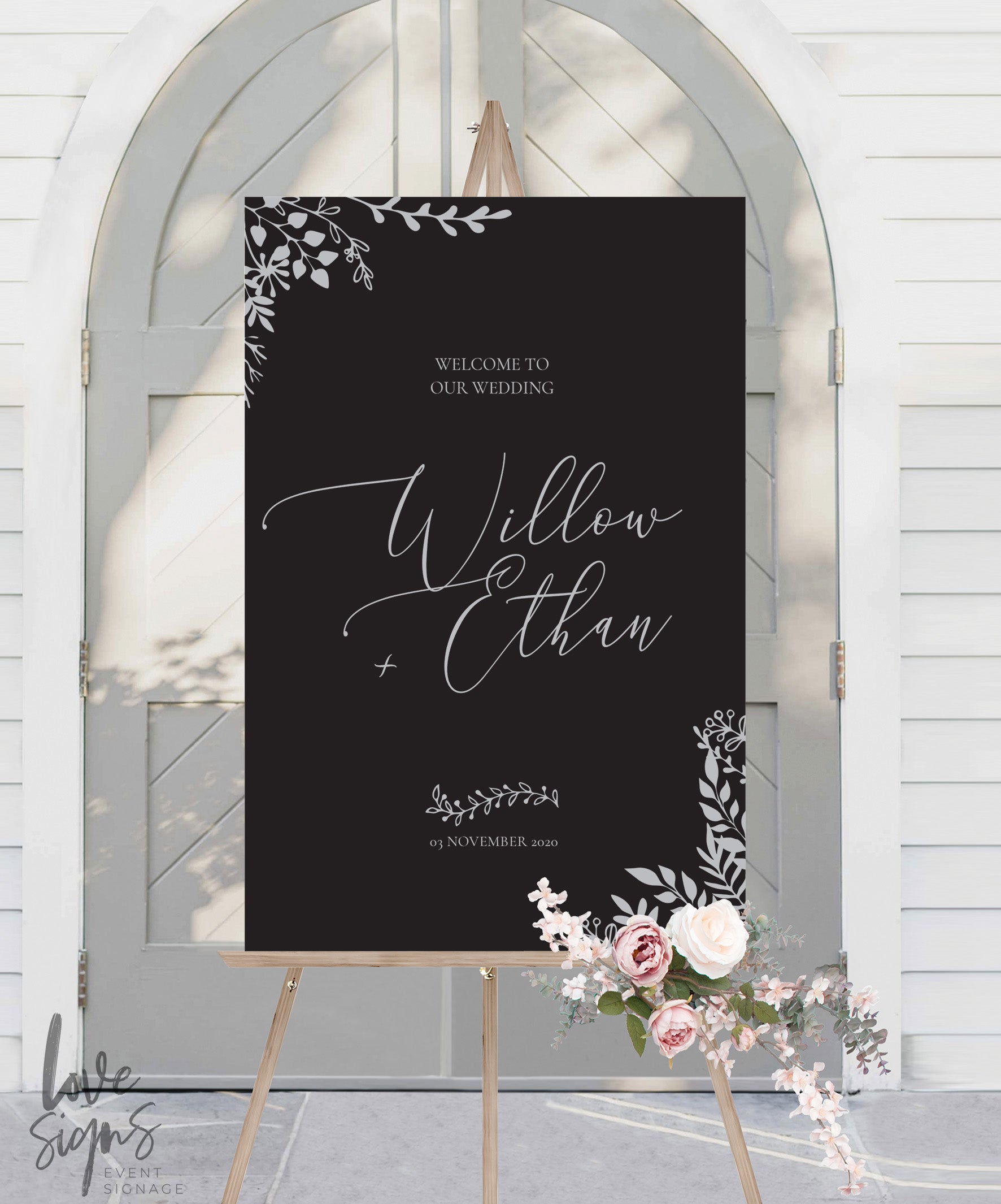 MODERN CALLIGRAPHY WEDDING WELCOME SIGN / BLACK (W322)
