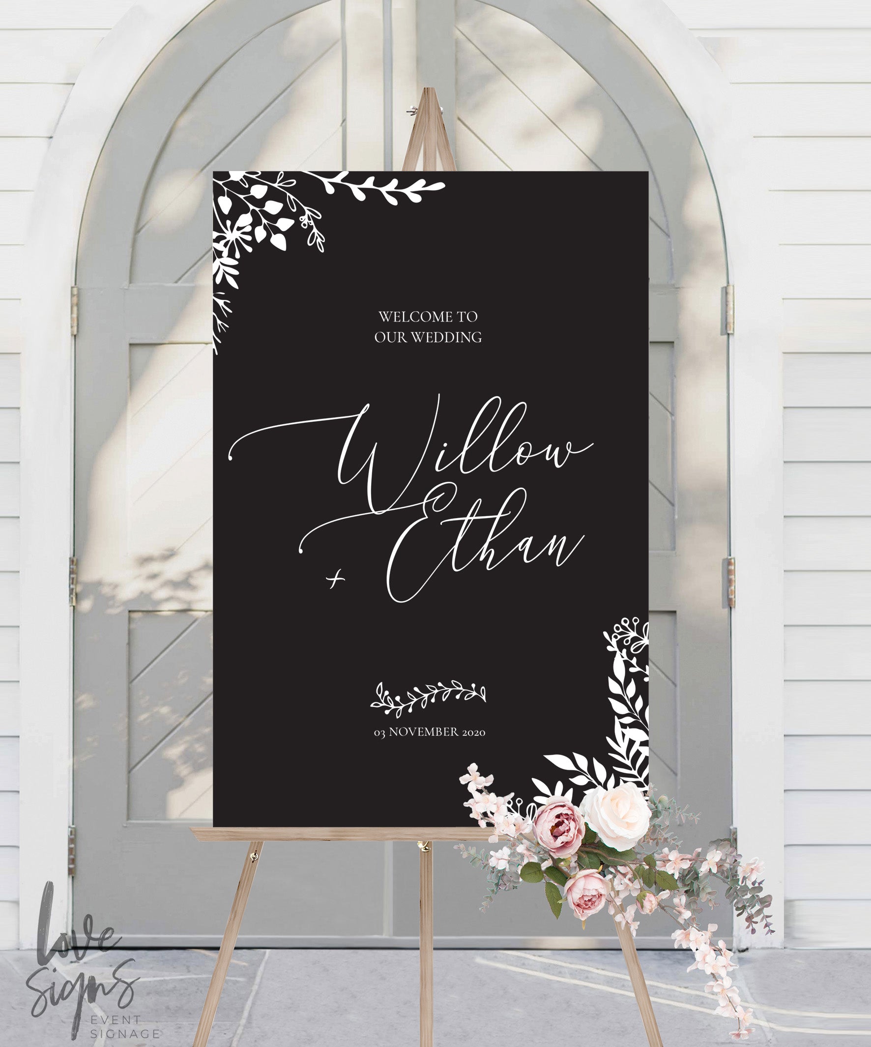 MODERN CALLIGRAPHY WEDDING WELCOME SIGN / BLACK (W322)
