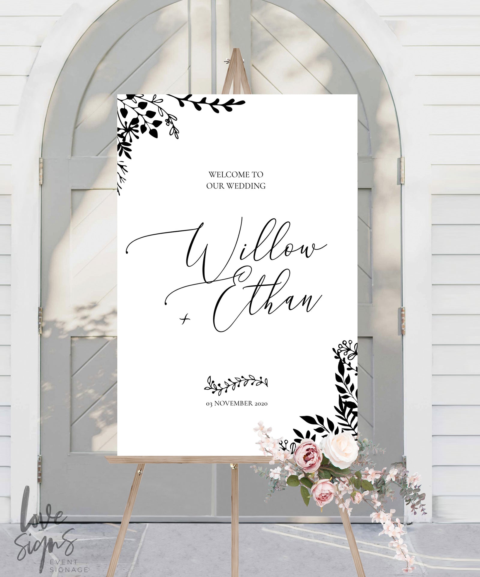 MODERN CALLIGRAPHY WEDDING WELCOME SIGN / WHITE (W322)