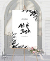 FLORAL BRUSH WEDDING WELCOME SIGN / WHITE (W323)