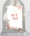 FLORAL BRUSH WEDDING WELCOME SIGN / WHITE (W323)