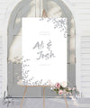 FLORAL BRUSH WEDDING WELCOME SIGN / WHITE (W323)