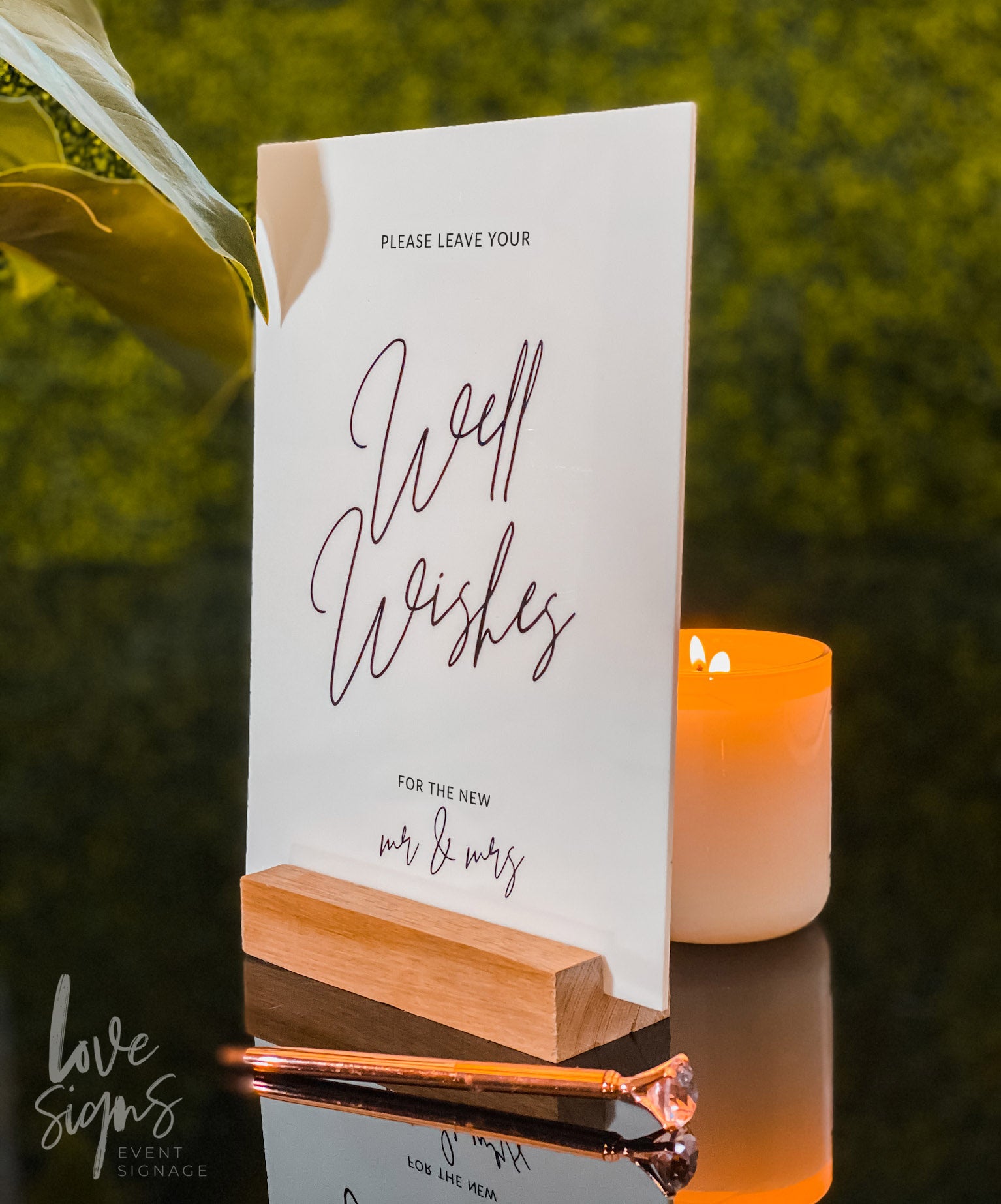 MODERN MINIMALIST WISHING WELL SIGN / WHITE (T-WW1001)