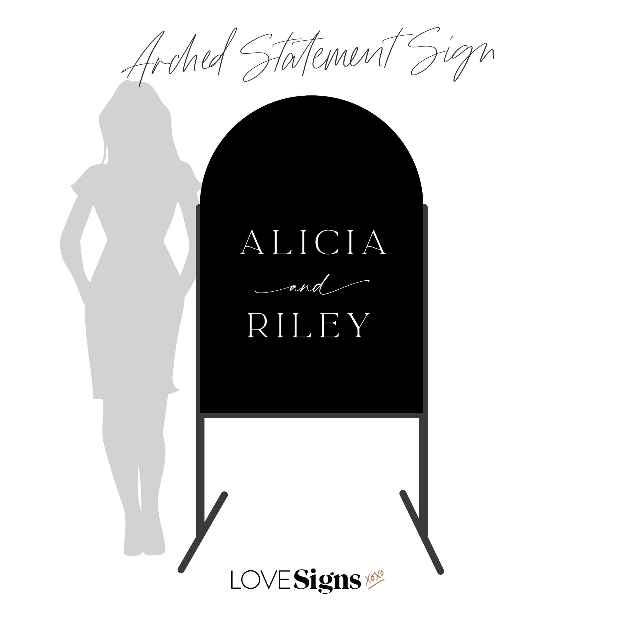 Arch Wedding Welcome Sign (Matte Black Sign)